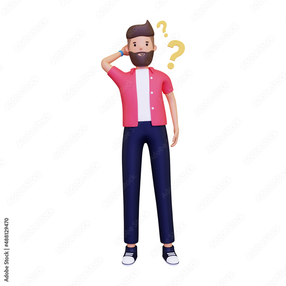 Man Thinking Something New. isolated on a white background. 3d illustration Man Thinking Something New. isolated on a white background. 3d illustration
