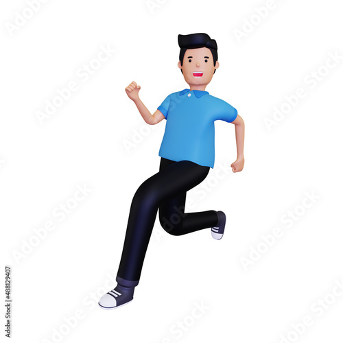 Man running rapidly. isolated on a white background. 3d illustration