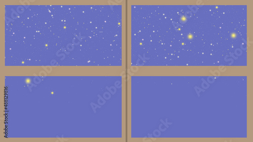 絵本風な星空の見える窓（シンプル）