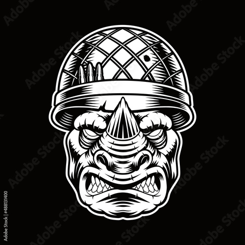 rhinoceros soldier vector