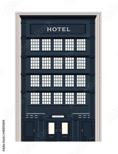 Building hotel image. Vector illustration of a hotel. Modern residential apartment building