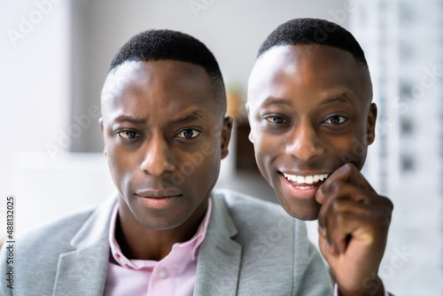 Self Impostor Disorder And Depression. Man With Panic