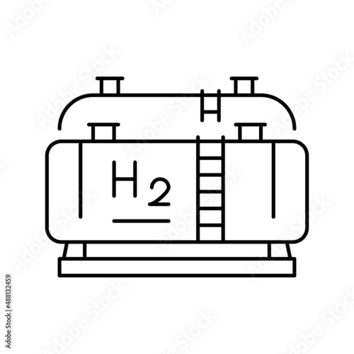 tank storaging hydrogen line icon vector illustration