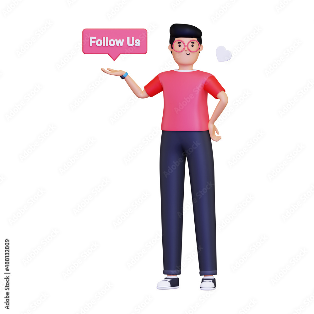 Follow Us. isolated on a white background. 3d illustration Follow Us. isolated on a white background. 3d illustration