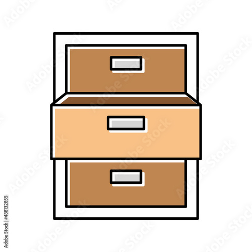 drawer open color icon vector illustration