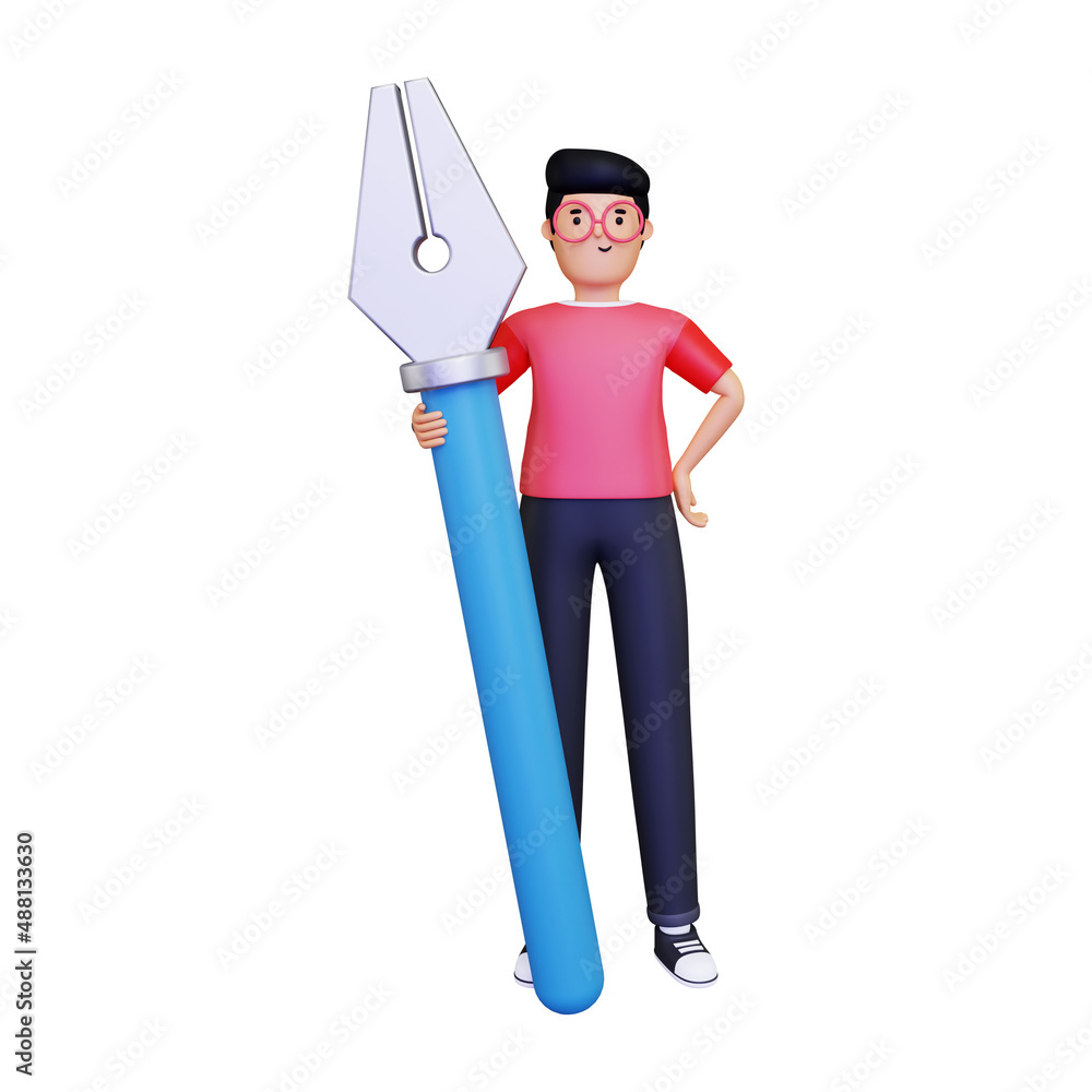Fototapeta premium graphic designer holding a pen tool. isolated on a white background. 3d illustration