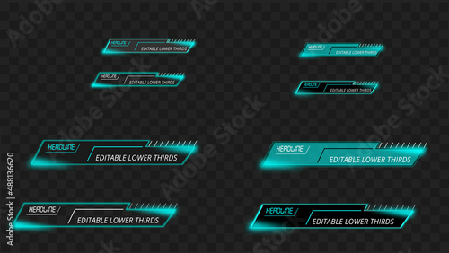 Neon lower third design set.Cool lower thirds for videos