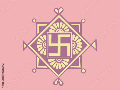 The traditional Indian auspicious pattern is the swastika.