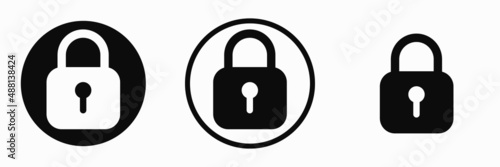 Padlock lock icon set. Vector clipart illustration on isolated white background. For web site or mobile app