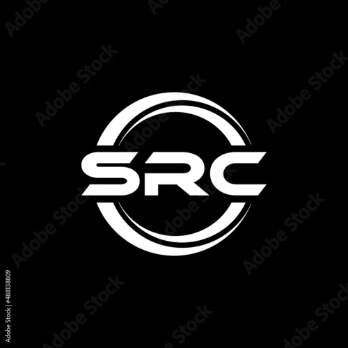 SRC letter logo design with black background in illustrator, vector logo modern alphabet font overlap style. calligraphy designs for logo, Poster, Invitation, etc. photo