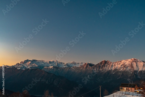 Winter sunset in the Julian alps