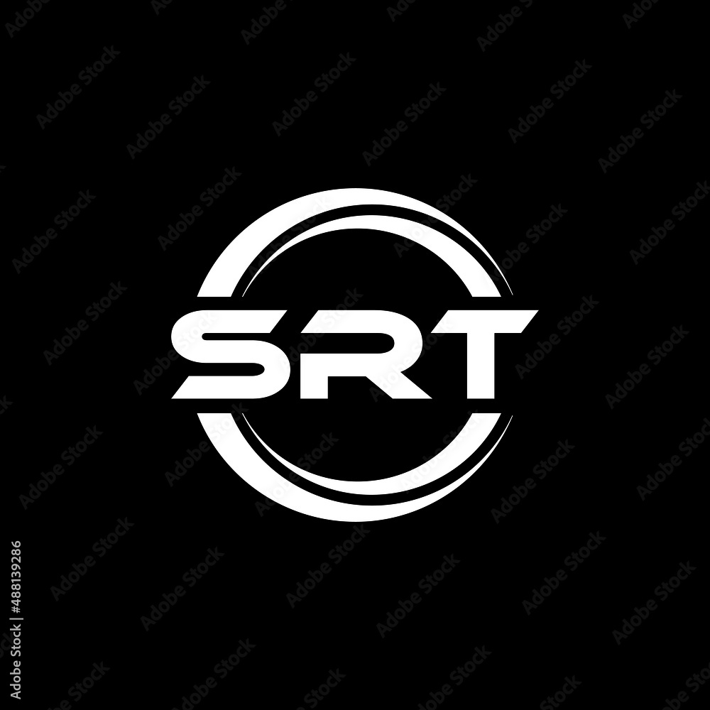SRT letter logo design with black background in illustrator, vector