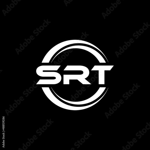 SRT letter logo design with black background in illustrator, vector logo modern alphabet font overlap style. calligraphy designs for logo, Poster, Invitation, etc. photo
