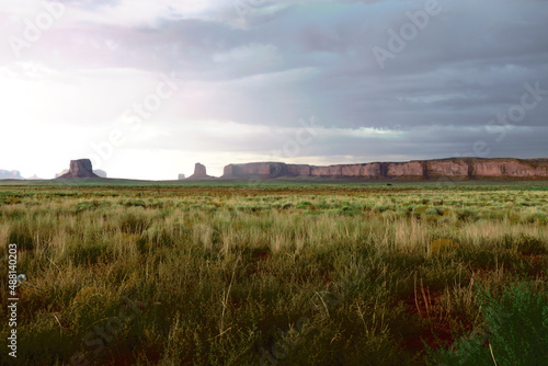 Monument Valley, Arizona, Utah, USA, Sentinel Mesa, West Mitten Butte, East Mitten Butte Merrick Butte