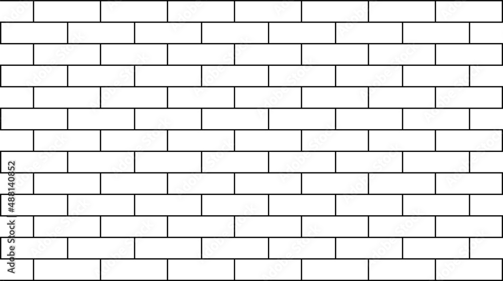 Fototapeta premium Subway tile background. Black and white brick wall pattern for kitchen and bathroom. Vector illustration.