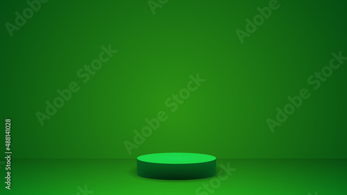3d Stage celebration Concept. abstract background green color vector illustration.