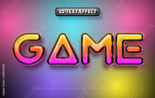Game colorful 3d glossy editable text effect style