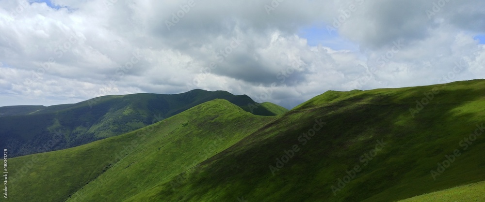 Fototapeta premium Mountain landscape. Colorful summer landscape in the Carpathian mountains. book cover. 