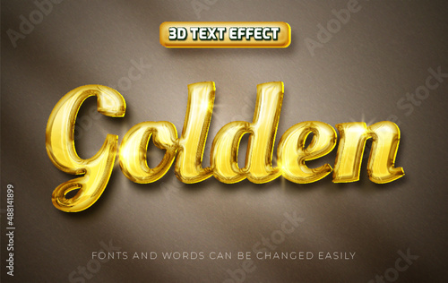 Golden glossy 3d text effect style
