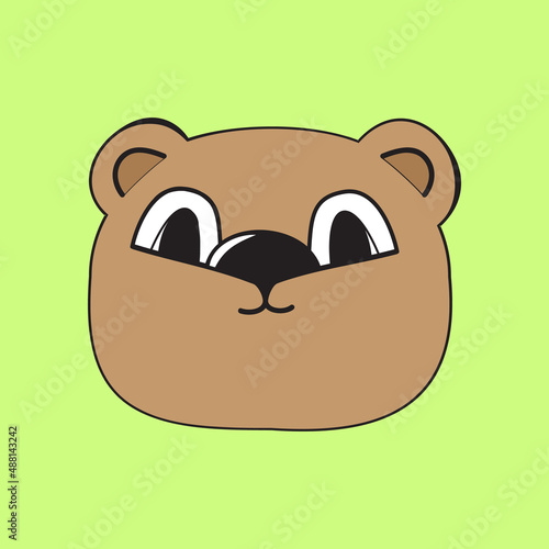 Funny little bear face in doodle style
