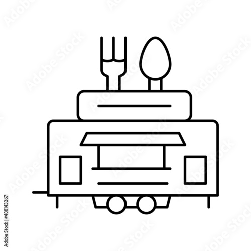 street food trailer line icon vector illustration