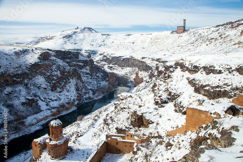 Ani Ruins, Ani is a ruined and uninhabited medieval Armenian city-site situated in the Turkish province of Kars photo