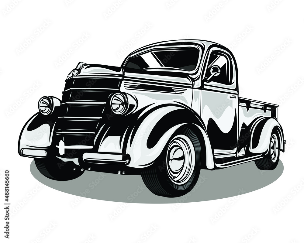 Classic car in grayscale in outline mode design illustration in vector design 9
