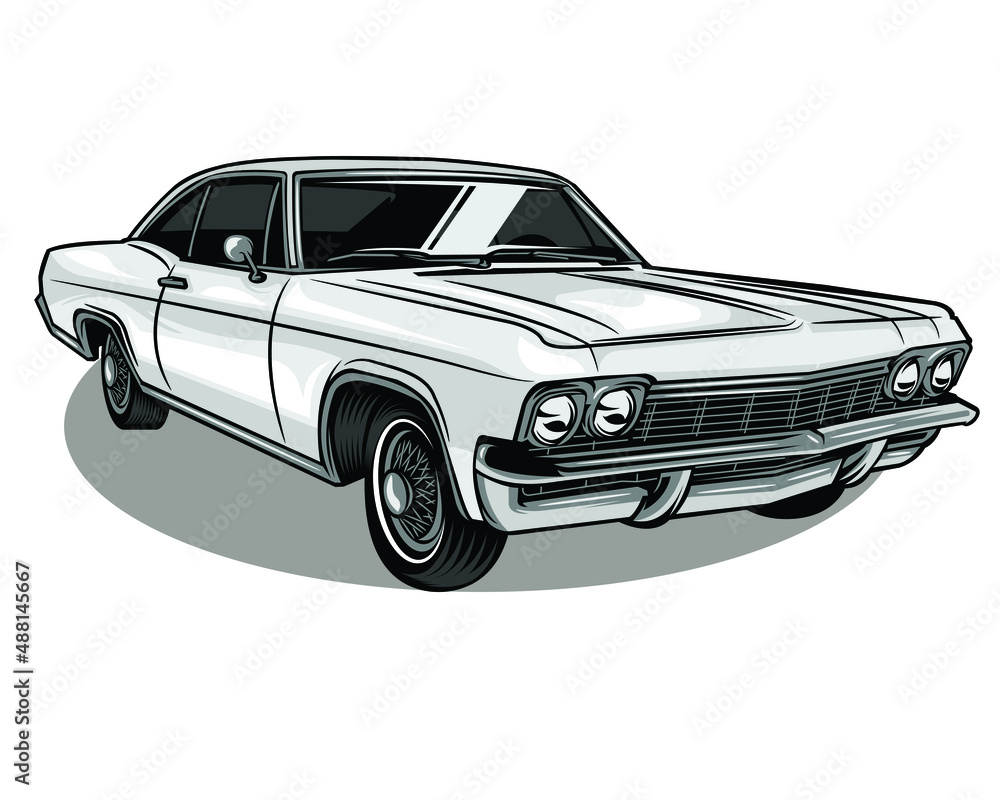 Classic car in grayscale in outline mode design illustration in vector design 8