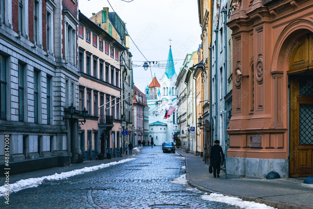 Obraz na płótnie Riga Old Town. Medieval Gothic Architecture. Riga the capital of Latvia. Baltic states. Europe. w salonie
