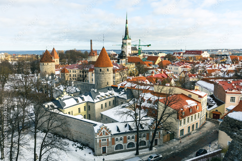 Fototapeta premium Tallin Old Town. Medieval Gothic Architecture. Tallin the capital of Estonia. Baltic states. Europe.