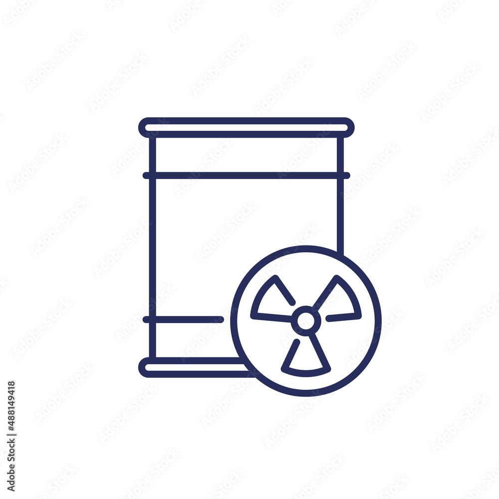radioactive waste barrel line icon on white radioactive waste barrel line icon on white