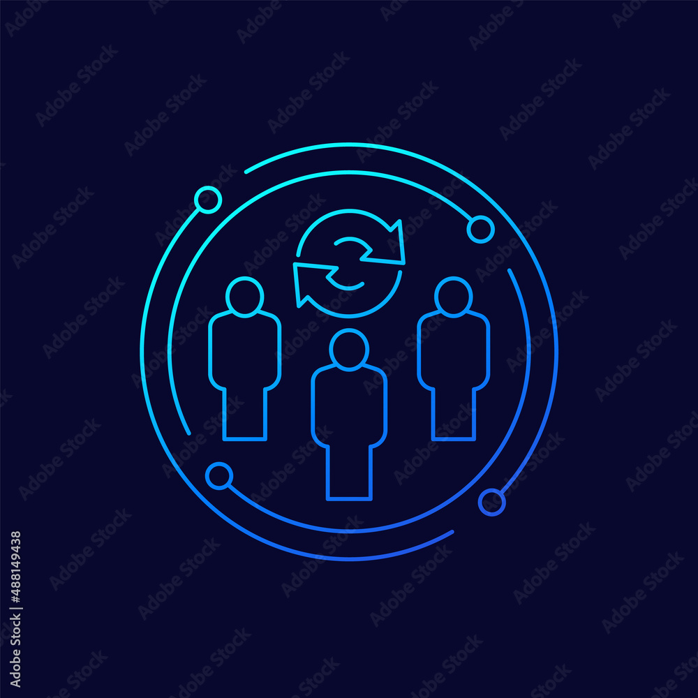 Staff rotation icon, linear design Staff rotation icon, linear design