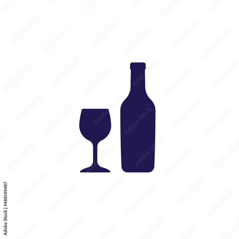 wine bottle and glass icon wine bottle and glass icon