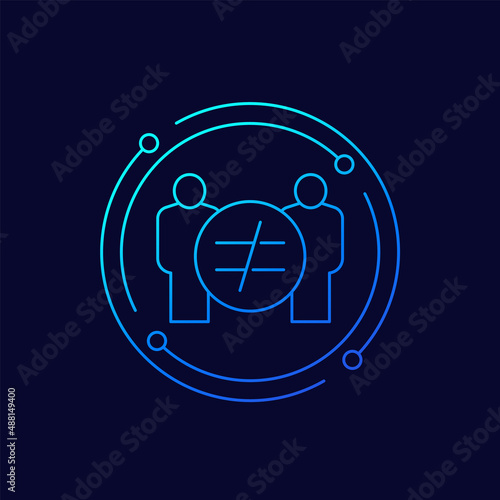 inequality or discrimination line icon, vector