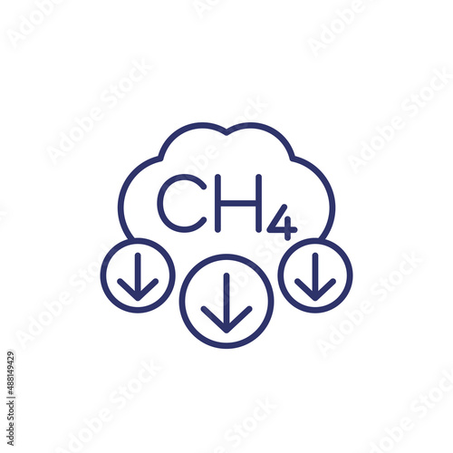 methane, CH4 emissions reduction line icon
