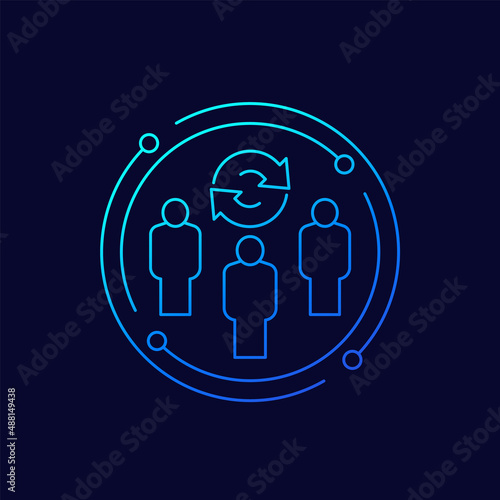 Staff rotation icon, linear design