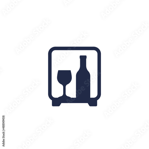minibar icon, mini fridge with alcohol