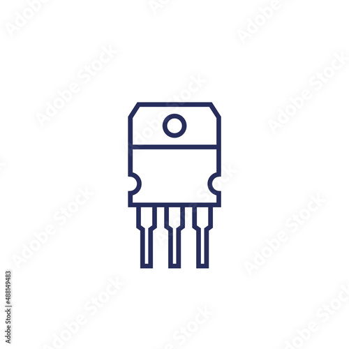 transistor, semiconductor line icon on white