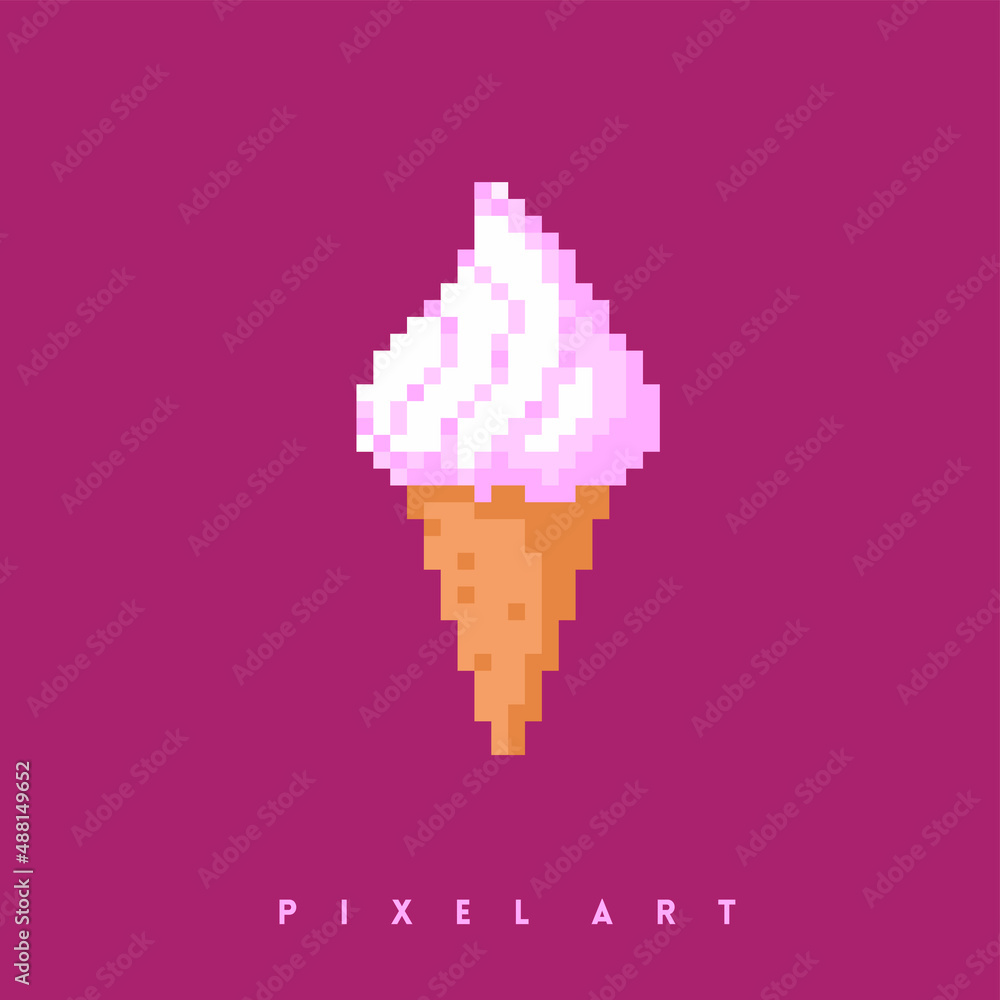 Vector logo design template. Ice cream icon. Pixel art.