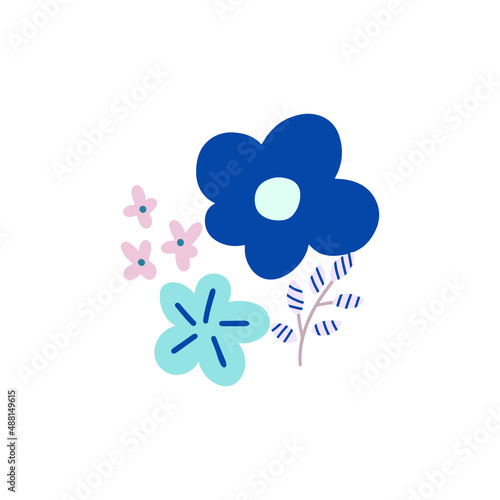 Flowers bouquet composition on white background. Vector clipart. 