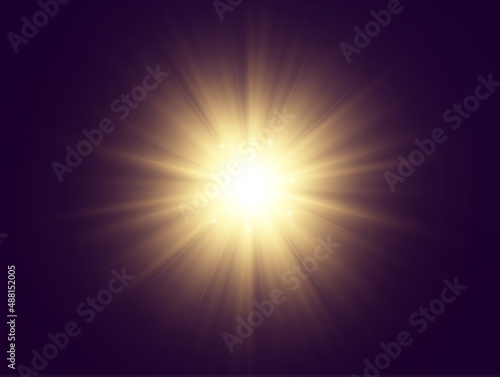 Bright beautiful star.Vector illustration of a light effect on a transparent background.