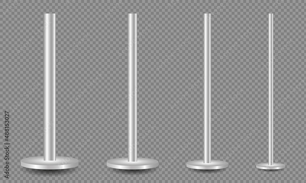 Realistic metal poles collection isolated on transparent background ...