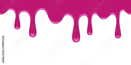 Seamless melted pink substance. Pink sticky liquid. Melted paint drips and flowing. Sweet cream. Seamless pattern.