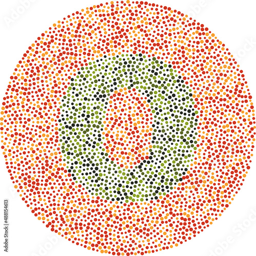 Lowercase letter o red and green color blindness test card