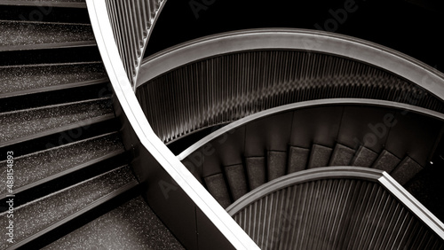 looking down on parts of a spiral staircase