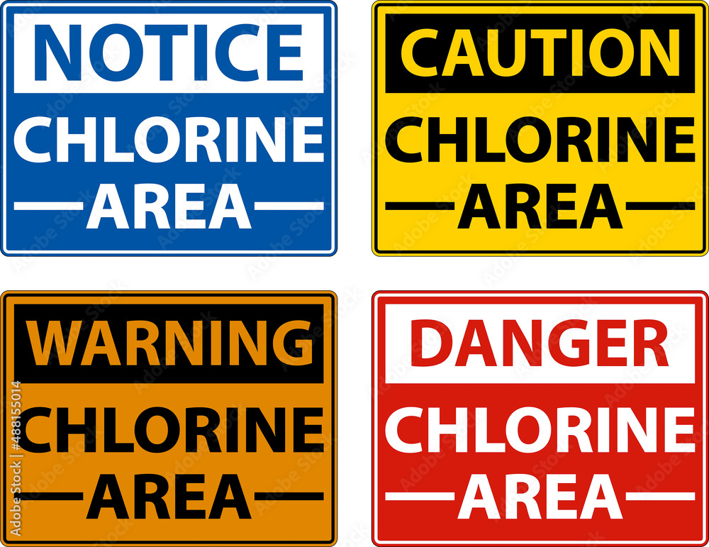 Caution Chlorine Area Sign On White Background