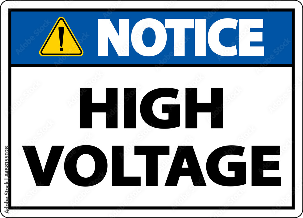 Fototapeta premium Notice High Voltage Sign On White Background