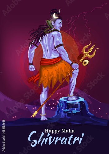 Lord Shiva back position, Indian God with happy Maha Shivratri or Mahashivratri. vector illustration design..