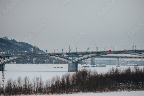 Kanavinsky Bridge in Nizhny Novgorod. Bridge across the Oka river. 