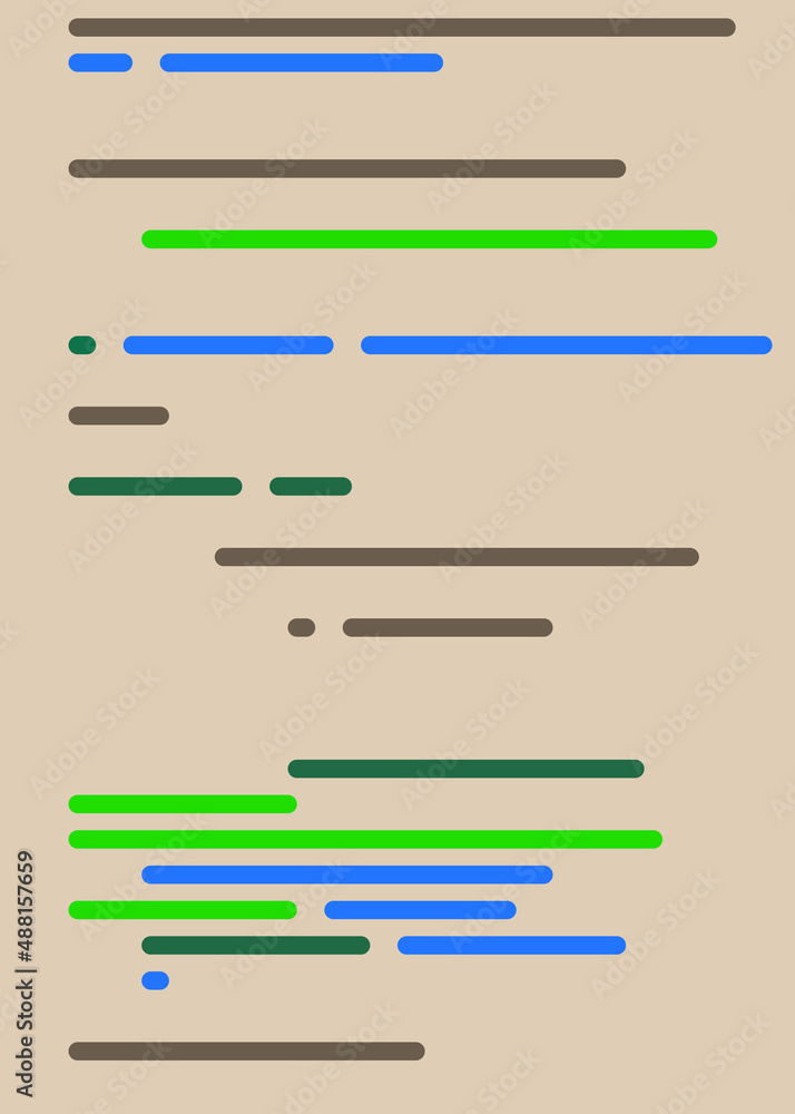 Code on screen vector illustration, flat cartoon coding lines simulation